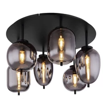 Globo BLACKY mennyezet lámpamatt fekete fém füstös üveg E14 6x 40W (nem tartozék) IP20 - 15345-6D