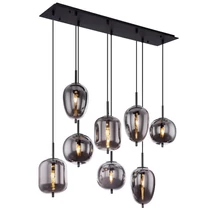 Globo BLACKY függesztékfekete fém üveg E14 8x 40W (nem tartozék) IP20 - 15345-8