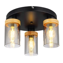 Globo FINCA mennyezet lámpamatt fekete fém füstös üveg E27 3x 40W (nem tartozék) IP20 - 15557-3D
