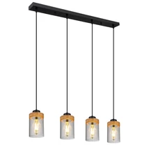 Globo FINCA függesztékmatt fekete fém füstös üveg E27 4x 40W (nem tartozék) IP20 - 15557-4H