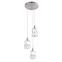 Globo WOLLI függesztékmatt nikkel fém üvegkristály E14 3x 40W (nem tartozék) IP20 - 15760-3