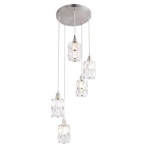 Globo WOLLI függesztékmatt nikkel fém üvegkristály E14 5x 40W (nem tartozék) IP20 - 15760-5