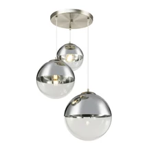 Globo VARUS függesztékmatt nikkel fém áttetsző üveg E27 3x 40W (nem tartozék) IP20 - 15851-3