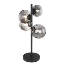 Globo RIHA asztali lámpamatt fekete fém füstös üveg G9-LED 4x 3,5W 3000K (tartozék) IP20 - 56133-4T