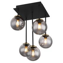 Globo JORGE mennyezet lámpamatt fekete fém füstös üveg G9 5x 28W (nem tartozék) IP20 - 56136-5D