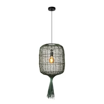 Lucide GARVE függeszték skandináv stílus rattan zöld fekete ovális forma E27 IP20 - 03436/40/33