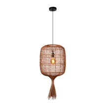 Lucide GARVE függeszték skandináv stílus rattan okkersárga fekete ovális forma E27 IP20 - 03436/40/44