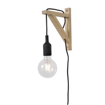 Lucide FIX WALL fali lámpa modern stílus fa fekete világos fa háromszög forma E27 IP20 - 08208/01/30