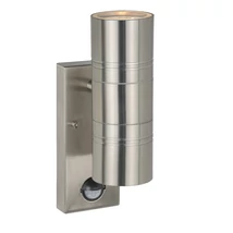 Lucide ARNE-LED kültéri mozgásérzékelős fali lámpa modern stílus acél szatén króm kerek forma GU10-LED IP44 - 14866/10/12