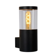 Lucide FEDOR fali lámpa modern stílus acél fekete henger forma E27 IP44 - 14899/01/30