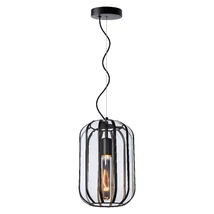 Lucide FERN függeszték retró stílus üveg fekete ovális forma E27 IP20 - 25409/01/30