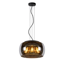 Lucide OLIVIA függeszték modern stílus üveg füstszürke fekete kerek forma E27 IP20 - 45401/40/65