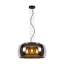 Lucide OLIVIA függeszték modern stílus üveg füstszürke fekete kerek forma E27 IP20 - 45401/50/65