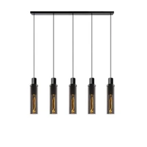 Lucide ORLANDO függeszték modern stílus üveg füstszürke fekete szögletes forma E27 IP20 - 74404/05/65