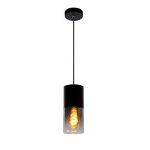 Lucide ZINO függeszték modern stílus üveg fekete füstszürke henger forma E27 IP20 - 74410/01/65