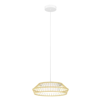 Eglo YUKU-Z függeszték fém, fa, textil, fehér, barna, LED, 2700K-6500K, 22W, 2600lm - 900842