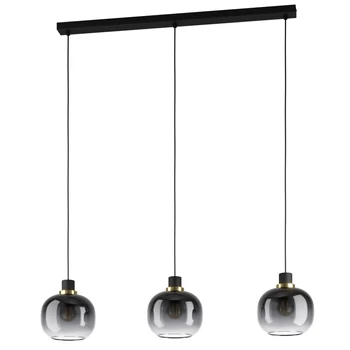 Eglo OILELLA függeszték, E27 foglalattal, fényforrás nem tartozék, IP20 acél fekete-sárgaréz test, üveg feketésszürke áttetsző bura | 99617