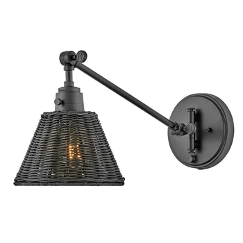 Elstead ARTI fali lámpa fém, rattan, fekete, E27 - ELS-HK-ARTI-1W-BK-BR