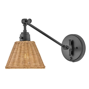 Elstead ARTI fali lámpa fém, rattan, fekete, barna, E27 - ELS-HK-ARTI-1W-BK-NR