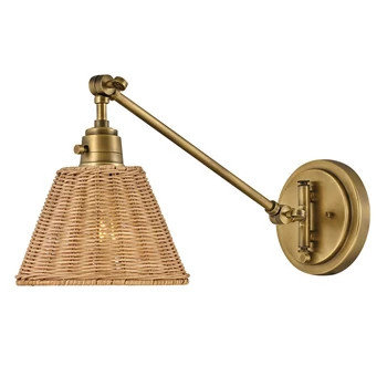 Elstead ARTI fali lámpa fém, rattan, sárgaréz, barna, E27 - ELS-HK-ARTI-1W-HB-NR