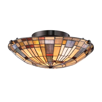 Elstead INGLENOOK mennyezet lámpa fém, üveg, bronz, sokszínű, E27 - ELS-QZ-INGLENOOK-F-SMALL