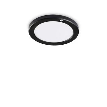 IdealLux AURA PL ROUND NERO SENSOR mennyezet lámpa műanyag, fekete, mozgásérzékelő, LED, 4000K, 20W, 2000lm - 306377