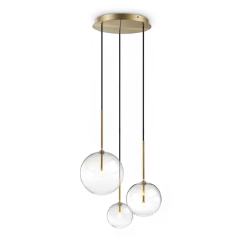IdealLux EQUINOXE függeszték fém, üveg, sárgaréz, borostyán, áttetsző, G4 - 339702