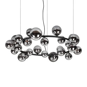 IdealLux PERLAGE függeszték fém, üveg, fekete, füstszín, G9 - 363387