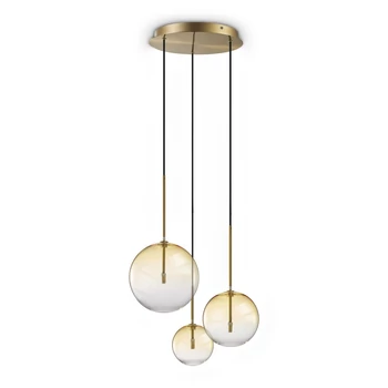 IdealLux EQUINOXE függeszték fém, üveg, sárgaréz, borostyán, áttetsző, G4 - 364827