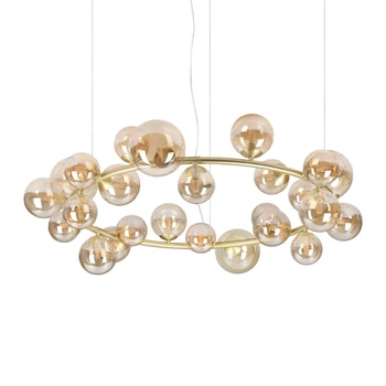 IdealLux PERLAGE függeszték fém, üveg, borostyán, LED, G9 - 370583