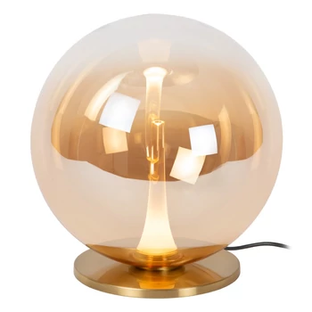 Lucide GISELA asztali lámpa fém, üveg, arany, borostyán, LED, 12W, 850lm, 2500K - 13594/10/62