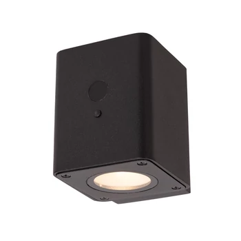 Lucide RAMIN kültéri fali lámpa mozgásérzékelővel és alkonykapcsolóval. fém, fekete, LED, 1W, 100lm, 2700K-3000K, IP54 - 15818/01/30