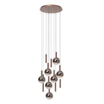Lucide JASMINE függeszték fém, üveg, réz, füstszín, LED, 4.5W, 292lm, 2200K-3300K - 74420/12/65