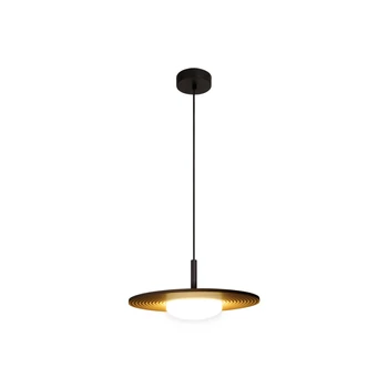 Lucide CARMINO függeszték fém, fa, fekete, barna, LED, 8W, 700lm, 2700K - 77492/07/41
