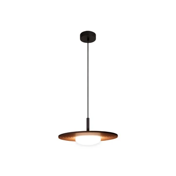 Lucide CARMINO függeszték fém, fa, fekete, narancs, LED, 8W, 700lm, 2700K - 77492/07/55