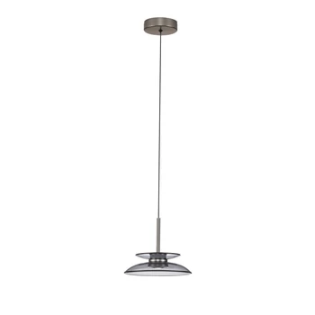 NovaLuce ESTI függeszték fém, üveg, nikkel, füstszín, LED, 10W, 3000K, 543 Lm - NL-9088217