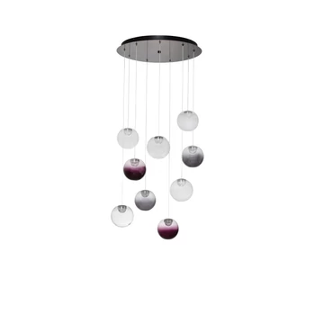 NovaLuce SILENZIO függeszték fém, üveg, nikkel, fekete, áttetsző, lila, füstszín, LED, 46W, 3000K, 2914 Lm - NL-9190213