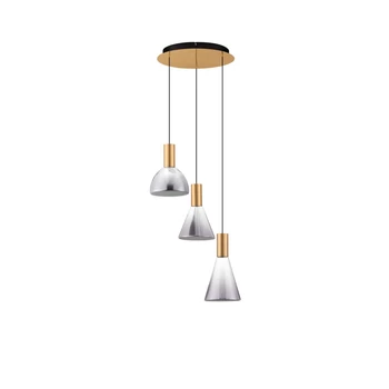 NovaLuce VOI függeszték fém, üveg, arany, füstszín, LED, 24W, 720lm, 3000K - NL-9236306
