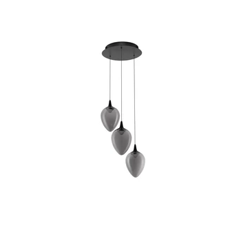 NovaLuce NALI függeszték fém, üveg, fekete, füstszín, LED, 18W, 714lm, 3000K - NL-9416973