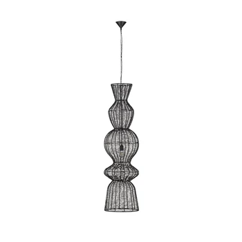 NovaLuce BREENA függeszték fém, rattan, fekete, E27 - NL-9586660
