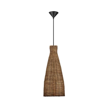 NovaLuce RIELO függeszték fém, rattan, fekete, barna, E27 - NL-9586666