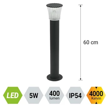 Prezent AVENTO kültéri állólámpa fém, műanyag, fekete, LED, 5W, 400lm, 4000K, IP54 - 12107
