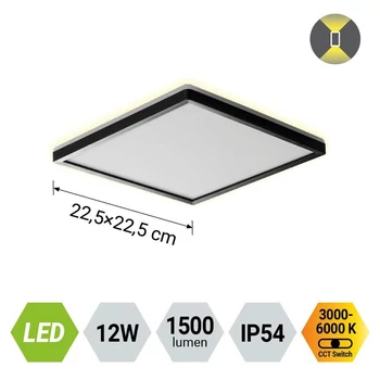Prezent CORDIA fürdőszobai mennyezet lámpa műanyag, fehér, fekete, LED, 12W, 3000K-6000k, 1500Lm, IP54 - 27311