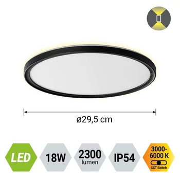 Prezent CORDIA fürdőszobai mennyezet lámpa műanyag, fehér, fekete, LED, 18W, 3000K-6000k, 2300Lm, IP54 - 27312