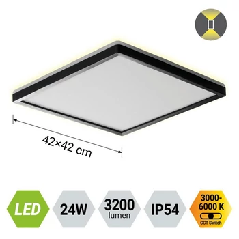Prezent CORDIA fürdőszobai mennyezet lámpa műanyag, fehér, fekete, LED, 24W, 3000K-6000k, 3200Lm, IP54 - 27315