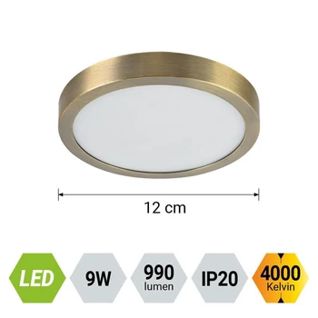 Prezent LENYS mennyezet lámpa fém, műanyag,  matt réz, fehér, LED, 9W, 4000K, 990 Lm, IP20 - 49058