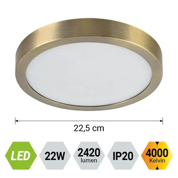 Prezent LENYS mennyezet lámpa fém, műanyag,  matt réz, fehér, LED, 22W, 4000K, 2420 Lm, IP20 - 49060