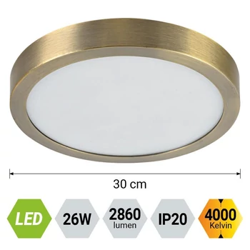Prezent LENYS mennyezet lámpa fém, műanyag,  matt réz, fehér, LED, 26W, 4000K, 2860 Lm, IP20 - 49061