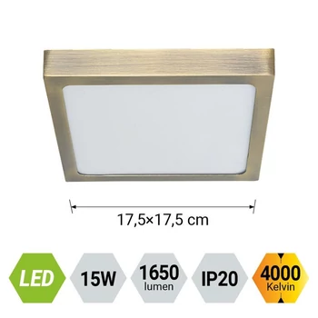 Prezent LENYS mennyezet lámpa fém, műanyag,  matt réz, fehér, LED, 15W, 4000K, 1650 Lm, IP20 - 49063
