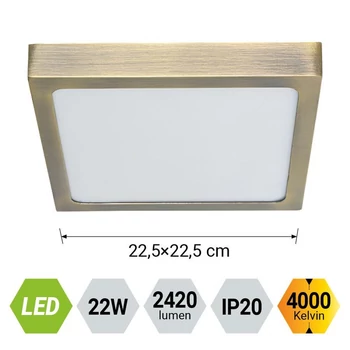 Prezent LENYS mennyezet lámpa fém, műanyag,  matt réz, fehér, LED, 22W, 4000K, 2420 Lm, IP20 - 49064